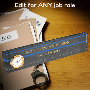 Police Officer Thin Blue Line Sergeant Clock  Nameplate