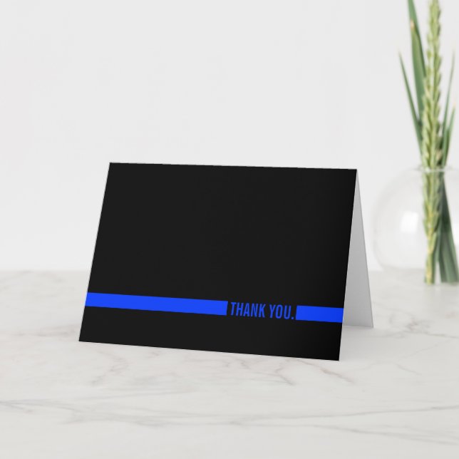 Police Officer Thin Blue Line Thank You Card (Front)