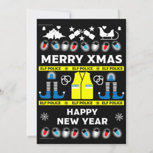 Police officer ugly xmas sweater   holiday card