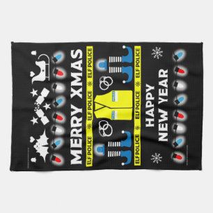 Police officer ugly xmas sweater tea towel