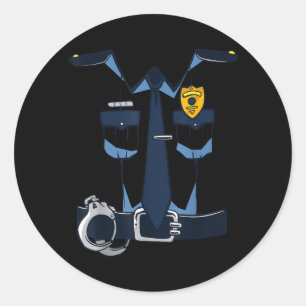 Police Officer Uniform Halloween Kids Costume Classic Round Sticker