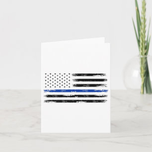 Police Officer Us Usa American Flag Thin Blue Line Card