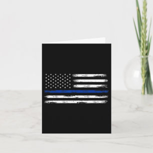 Police Officer Us Usa American Flag Thin Blue Line Card