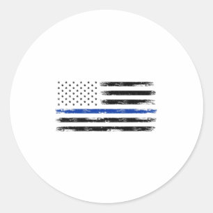 Police Officer Us Usa American Flag Thin Blue Line Classic Round Sticker
