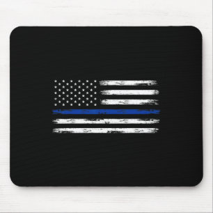 Police Officer Us Usa American Flag Thin Blue Line Mouse Pad