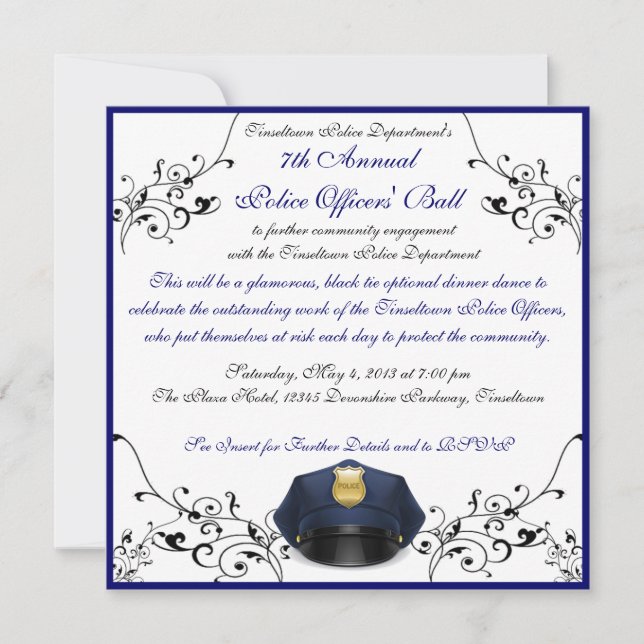 Police Officers' Ball Custom Invitations (Front)