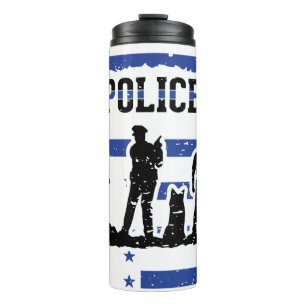 Police Officers, K9 Police, Blue and White  Thermal Tumbler
