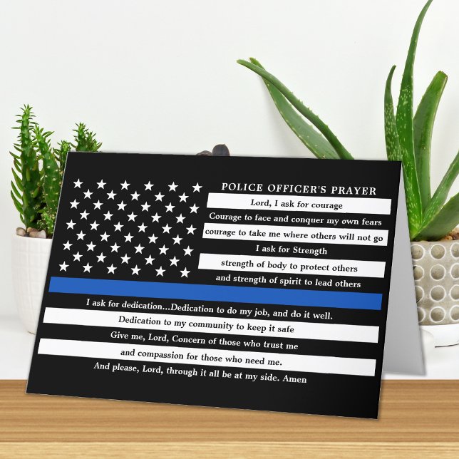 Police Officers Prayer Law Enforcement Blue Line Thank You Card (Creator Uploaded)