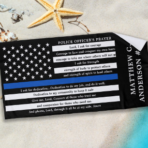 Police Officers Prayer Personalised Thin Blue Line Beach Towel