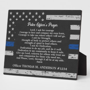 Police Officer's Prayer Thin Blue Line Plaque