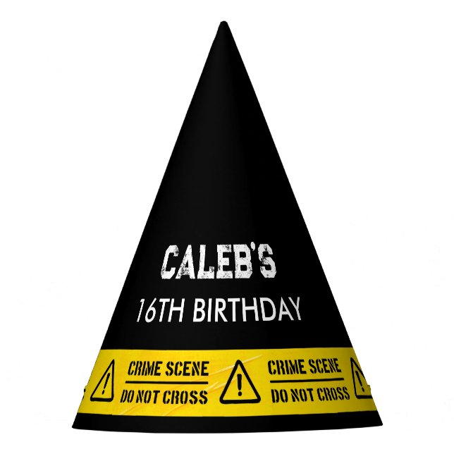 Police Party Crime Scene Do not Cross Line Yellow Party Hat (Front)