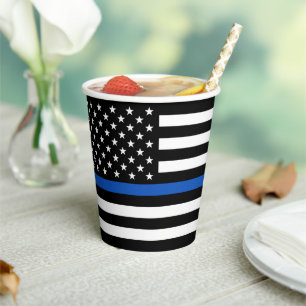 Police Party Law Enforcement Thin Blue Line Paper Cups