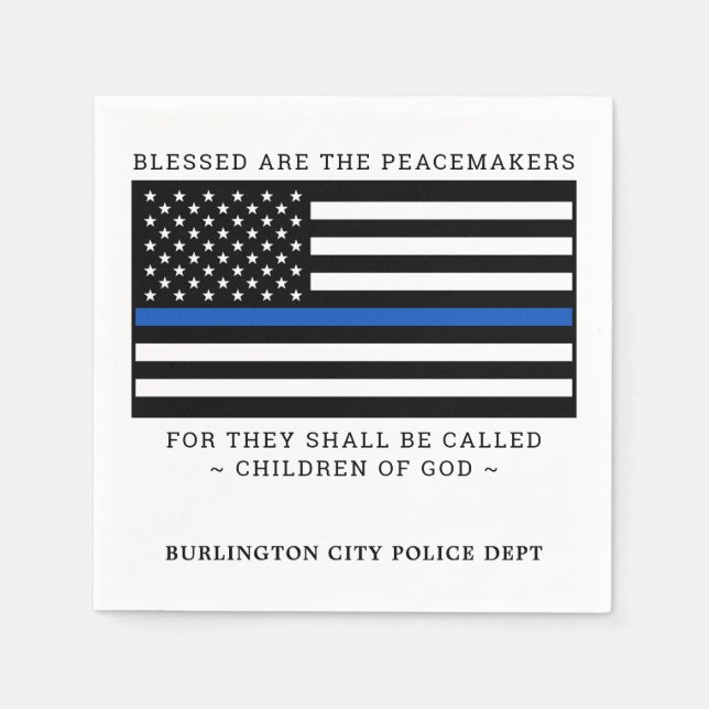 Police Party Personalised Thin Blue Line Napkin (Front)