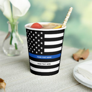 Police Party Personalised Thin Blue Line Paper Cups