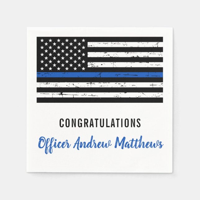 Police Party Thin Blue Line Congratulations Napkin (Front)