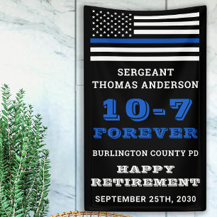 Police Party Thin Blue Line Happy Retirement  Banner