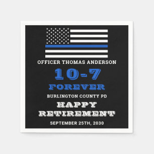 Police Party Thin Blue Line Happy Retirement Napkin