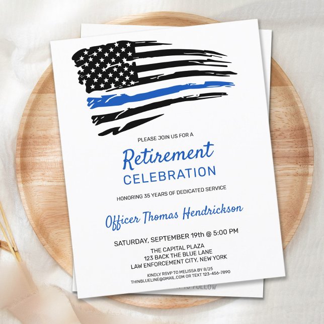 Police Party Thin Blue Line Retirement Invitation (Creator Uploaded)