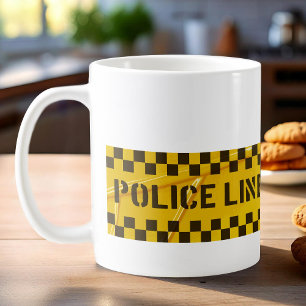 Police Party with Yellow Crime Scene Tapes  Coffee Mug