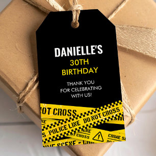 Police Party with Yellow Crime Scene Tapes Gift Tags