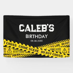 Police Party with Yellow Do not cross Tapes Banner