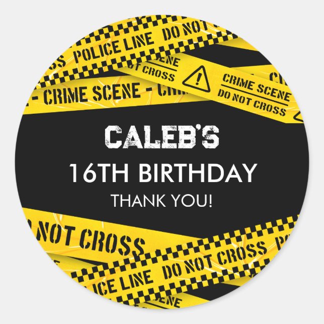 Police Party with Yellow Do not cross Tapes Classic Round Sticker (Front)