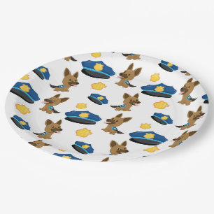 Police pattern paper plate