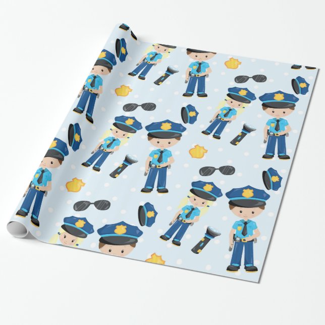Police pattern wrapping paper (Unrolled)