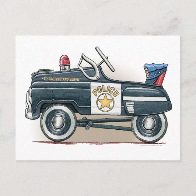 Police Pedal Car Cop Car  Postcard (Front)