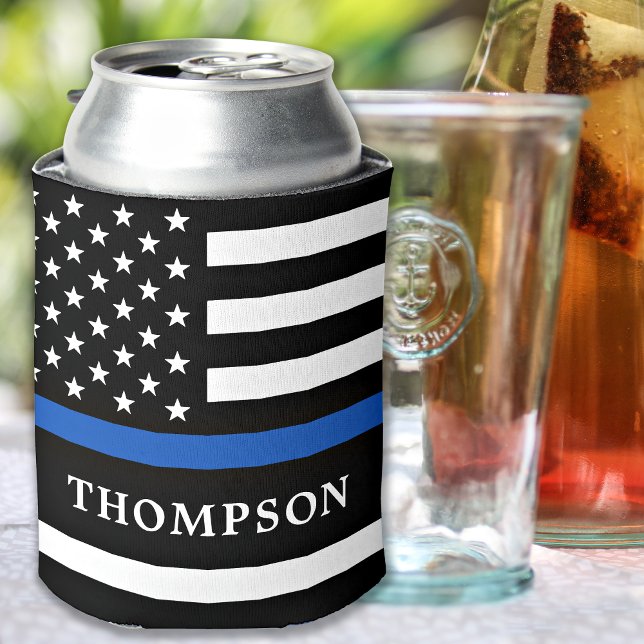 Police Personalised Law Enforcement Thin Blue Line Can Cooler (Creator Uploaded)