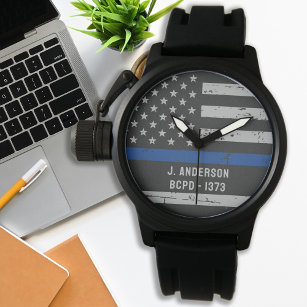 Police Personalised Law Enforcement Thin Blue Line Watch