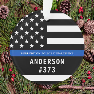 Police Personalised Thin Blue Line Law Enforcement Ornament