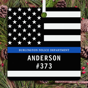 Police Personalized Thin Blue Line Law Enforcement Metal Tree Decoration