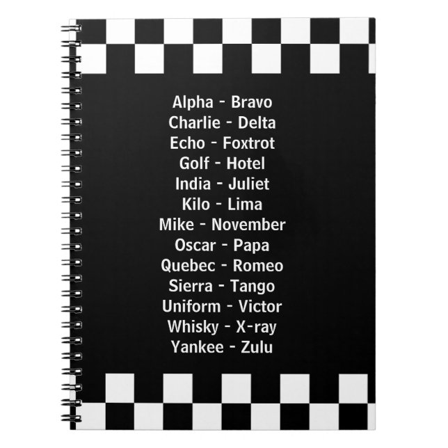 Police Phonetic Alphabet Notebook (Front)