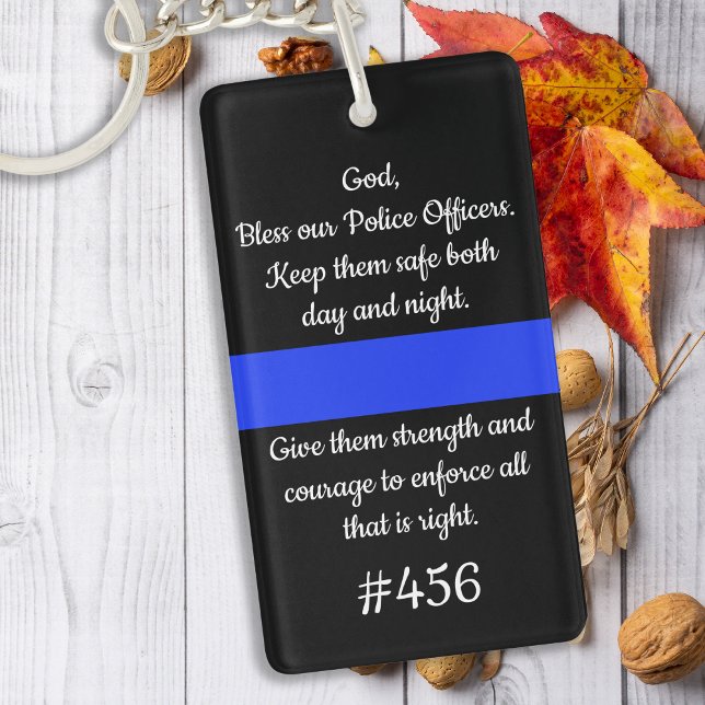 Police Prayer Personalised Thin Blue Line Keychain (Creator Uploaded)