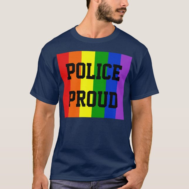 Police Proud Gay Rainbow Dark T-Shirt (Front)
