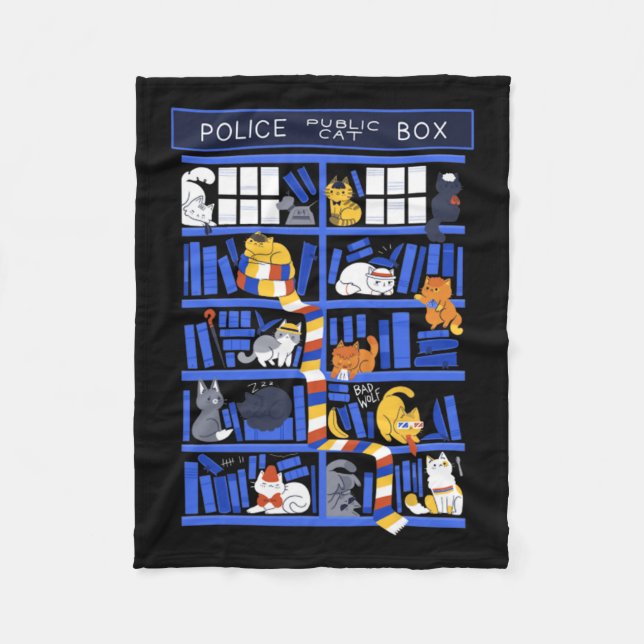 Police Public Cat Box Funny Kitten Cat Doctor Libr Fleece Blanket (Front)