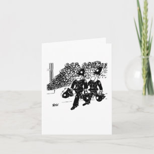 Police Putting Out a Fire with Water in Helmets Card