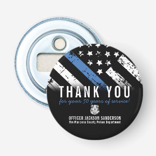 Police Retirement Anniversary Blue Line Flag Acryl Bottle Opener