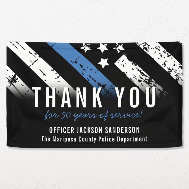 Police Retirement Anniversary Blue Line Flag Banner (Police Retirement Anniversary Blue Line Flag Banner)