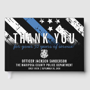 Police Retirement Anniversary Blue Line Flag Guest Book