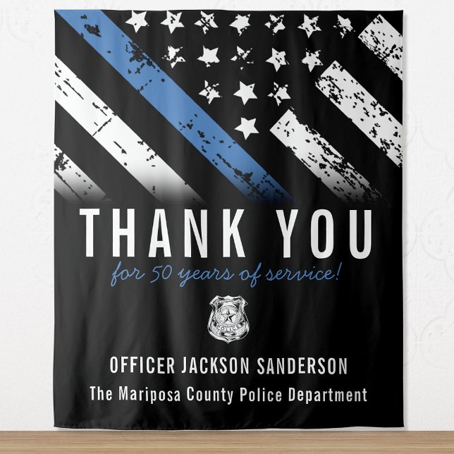 Police Retirement Anniversary Blue Line Flag Tapestry (Police Retirement Anniversary Blue Line Flag Tapestry)