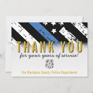 Police Retirement Anniversary Blue Line Flag Thank You Card