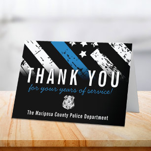 Police Retirement Anniversary Blue Line Flag Thank You Card