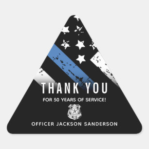 Police Retirement Anniversary Blue Line Flag Triangle Sticker