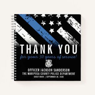 Police Retirement Anniversary Blue Line Guest Book