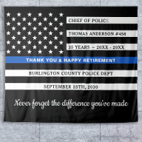 Police Retirement Anniversary Thin Blue Line Flag