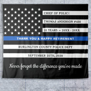 Police Retirement Anniversary Thin Blue Line Flag Tapestry