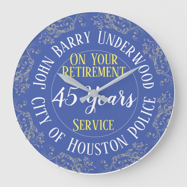 Police Retirement Award with Years Served Large Clock (Front)