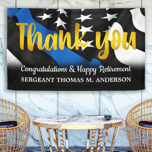 Police Retirement Blue Gold Script Law Enforcement Banner